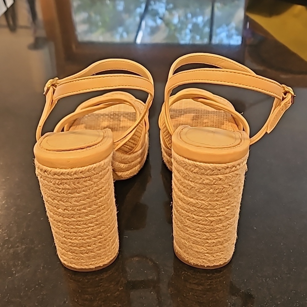 πCOACHπ Talina Platform Raffia Espadrille Sandal ~ Neutral 10 New without Box - Picture 13 of 16